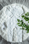 Outseam romper - Estrelas Verde-menta — romper de bebé de algodão macio com costuras para fora