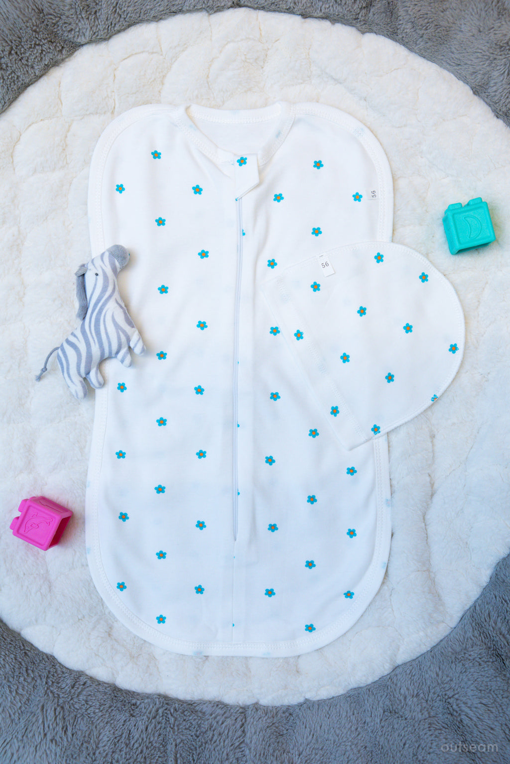 Outseam Кокон для новорождённого — Цветок — мягкий хлопковый кокон с швами наружу